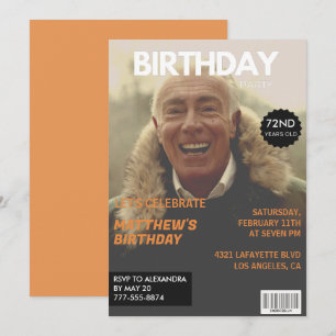 Schwarzweiß-Magazin-Redaktion 72. Geburtstag Einladung