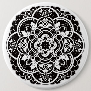 Schwarzweiss-Mandala Button