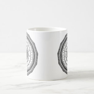 Schwarzweiss-Mandala mit yin Yang Tasse