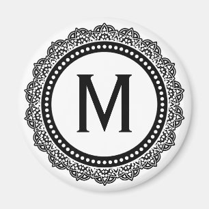 Schwarzweiss-Medaillon-Gewohnheits-Initiale Magnet