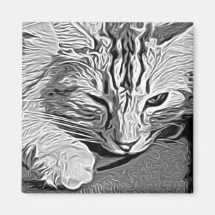 Schwarzweiss-Miezekatze Magnet