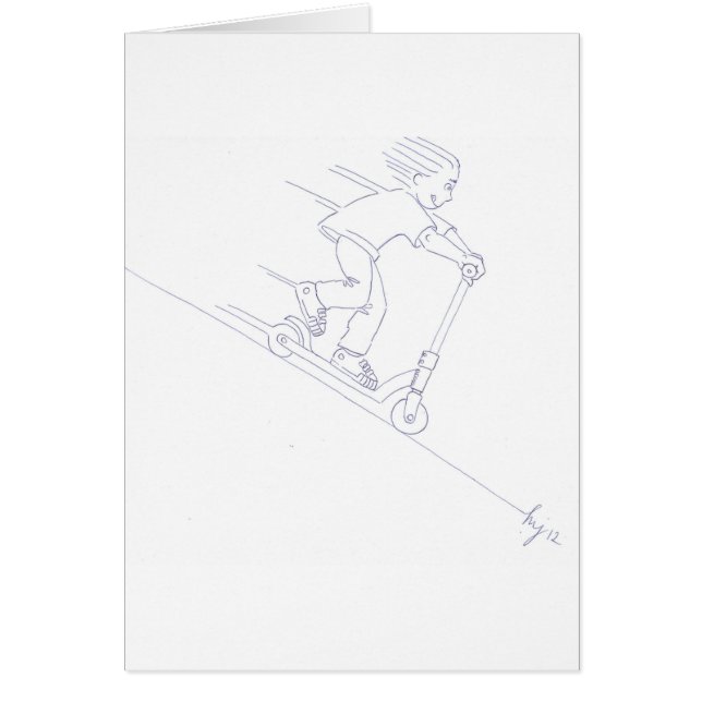 Schwarzweiss-Mikroroller microscooter Cartoon (Vorne)