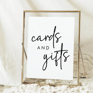 Schwarzweiß-Minimal-Brautparty-Karten und -Geschen Poster