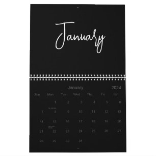 Schwarzweiß-Minimalistische, einfache Skripte jede Kalender