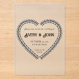 Schwarzweiß-Minimalistische gotische Hochzeit Acryleinladungen