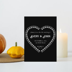 Schwarzweiß-Minimalistische gotische Hochzeit Einladung