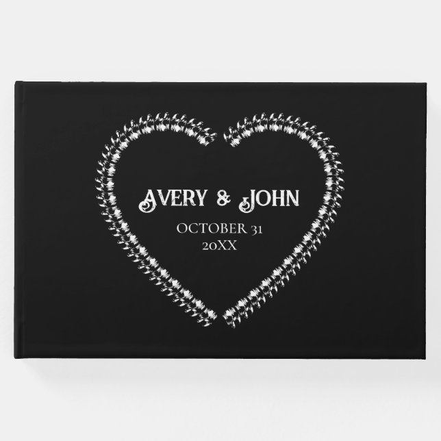 Schwarzweiß-Minimalistische gotische Hochzeit Gästebuch (Vorderseite)