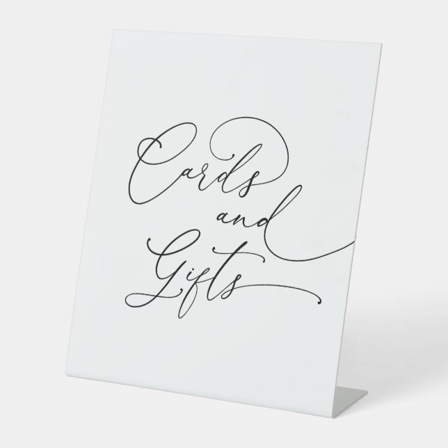 Schwarzweiß-Minimalistische Karten und Geschenke Sockelschild (Vorderseite)