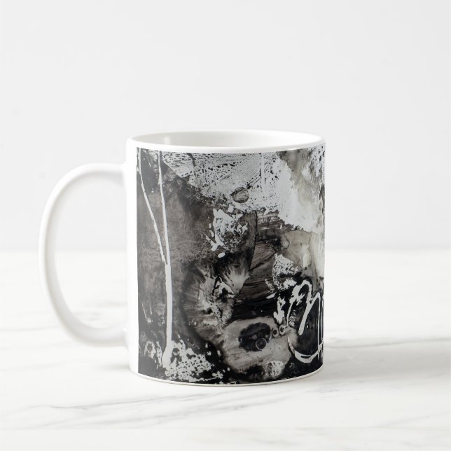 Schwarzweiß mit abstraktem Hintergrund Kaffeetasse (Links)