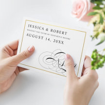 Schwarzweiß mit Gold Wedding RSVP Card
