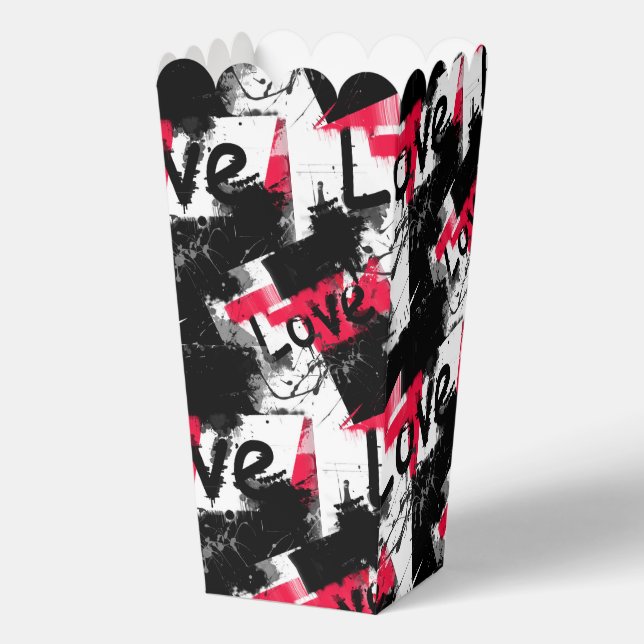 Schwarzweiß mit roten Flecken Liebe Muster Geschenkschachtel (Vorderseite)