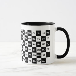 Schwarzweiß mit zwei Buchstaben Tasse