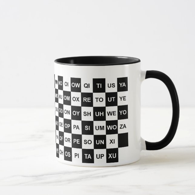 Schwarzweiß mit zwei Buchstaben Tasse (Rechts)