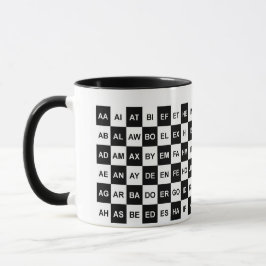 Schwarzweiß mit zwei Buchstaben Tasse