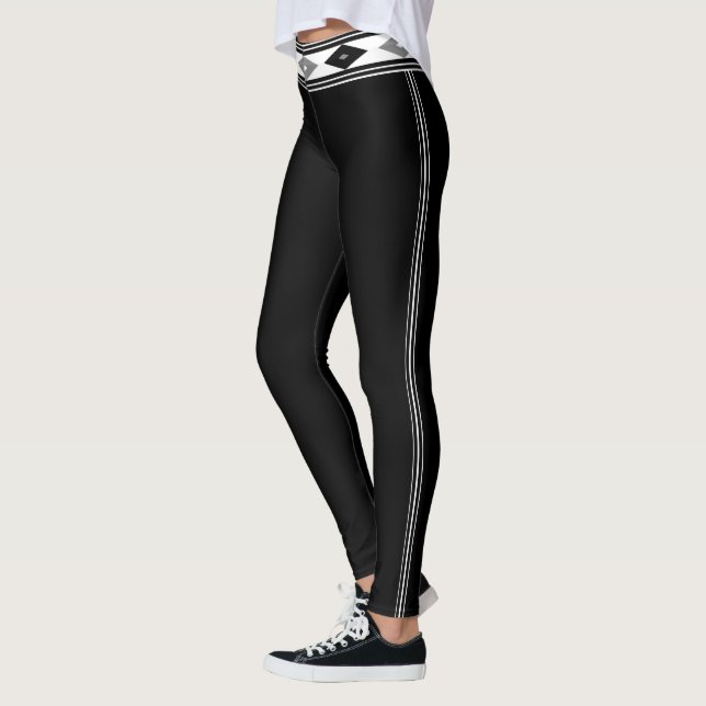 Schwarzweiß Moderne StrickLeggings Leggings (Links)