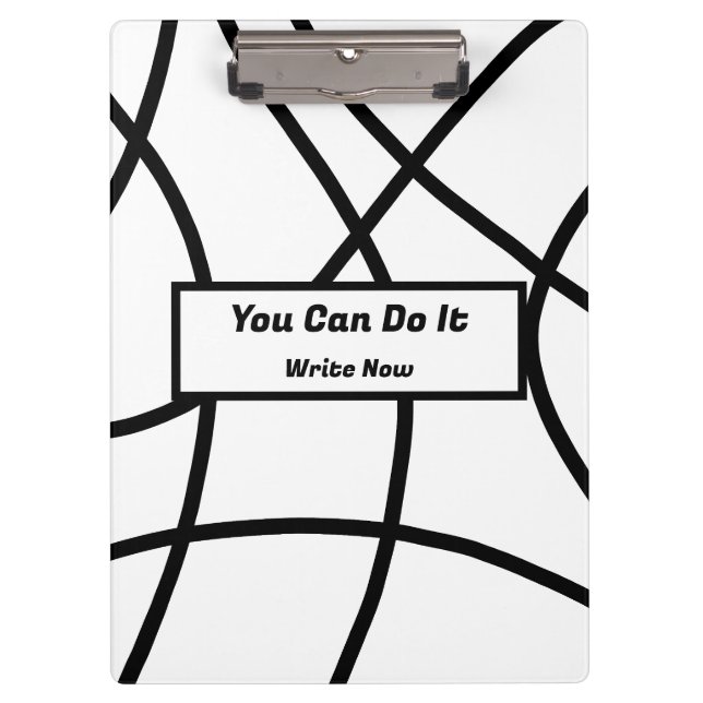 Schwarzweiß Moderner Minimalistischer Abstrakt Klemmbrett (Vorderseite)