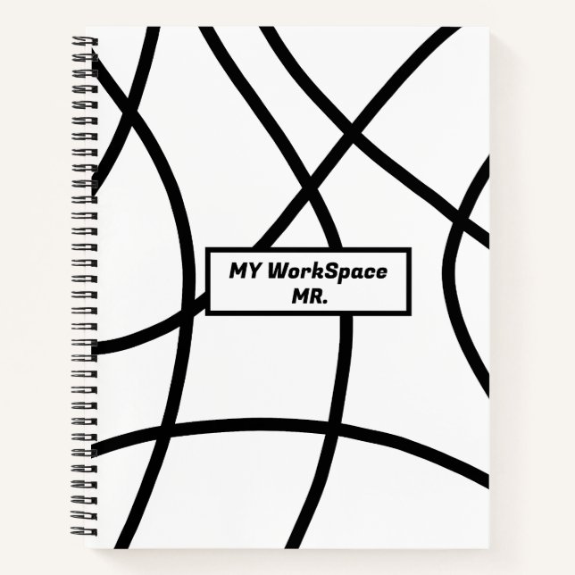 Schwarzweiß Moderner Minimalistischer Abstrakt Notizbuch (Vorderseite)