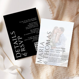 Schwarzweiß Modernes Foto Einfach Minimalistisch Einladung