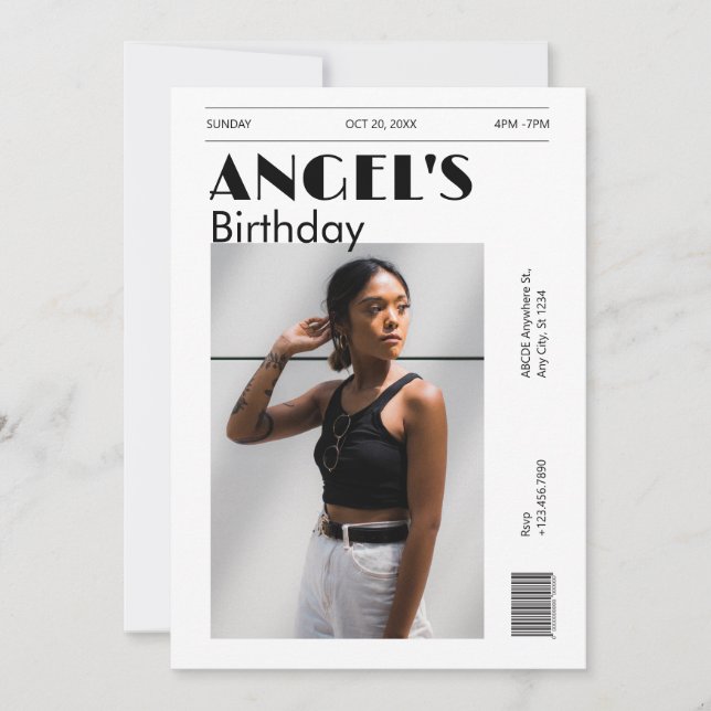 Schwarzweiß, modernes minimalistisches Foto - Gebu Einladung (Vorderseite)