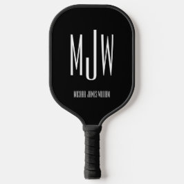 Schwarzweiß Modernes Monogramm Pickleball Schläger