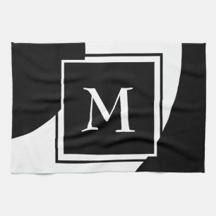 Schwarzweiß-Monogramm Geschirrtuch