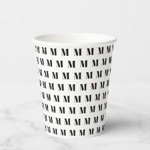 Schwarzweiß-Monogramm-Muster Pappbecher