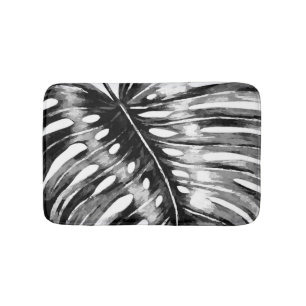 Schwarzweiss-monstera Palmblatt tropisch Badematte