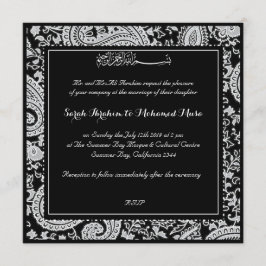 Schwarzweiss-moslemische Hochzeit Paisleys Einladung