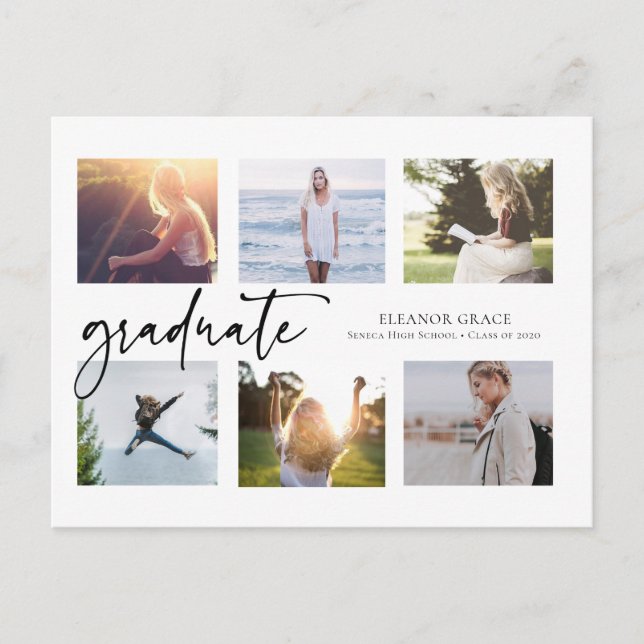 Schwarzweiß-Multi-Foto-Abschluss Postkarte (Vorderseite)