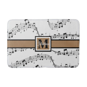 Schwarzweiß-Musiknote Musician Monogram Badematte