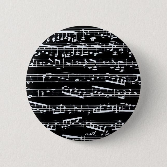 Schwarzweiss-Musiknoten Button (Vorderseite)