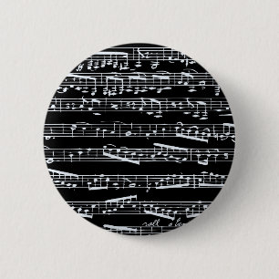 Schwarzweiss-Musiknoten Button