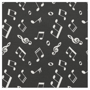 Schwarzweiss-Musiknoten-Muster Stoff