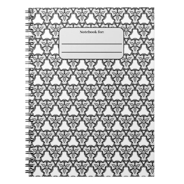 Schwarzweiß-Muster - angepasstes Notebook Notizblock (Vorderseite)