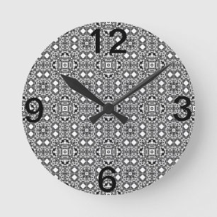 Schwarzweiß-Muster Runde Wanduhr