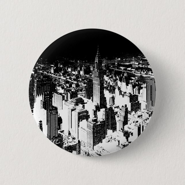 Schwarzweiß New York Button (Vorderseite)