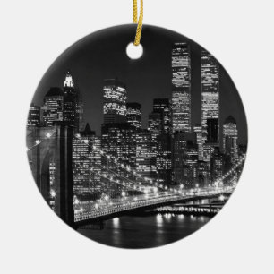 Schwarzweiß New York City Keramik Ornament