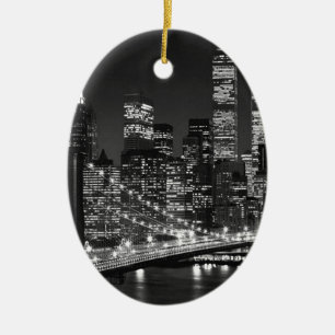 Schwarzweiß New York City Keramik Ornament