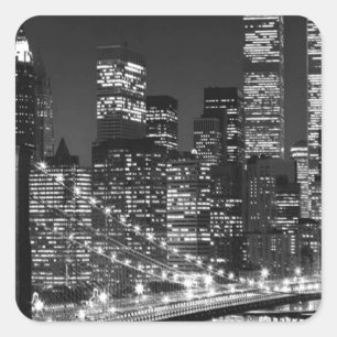 Schwarzweiß New York City Quadratischer Aufkleber