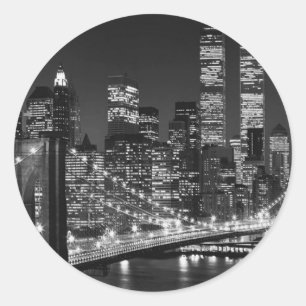 Schwarzweiß New York City Runder Aufkleber
