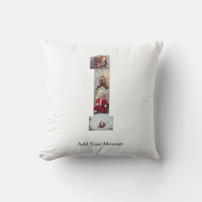Schwarzweiß-Nummer 1 FotoCollage Kissen (Vorderseite)