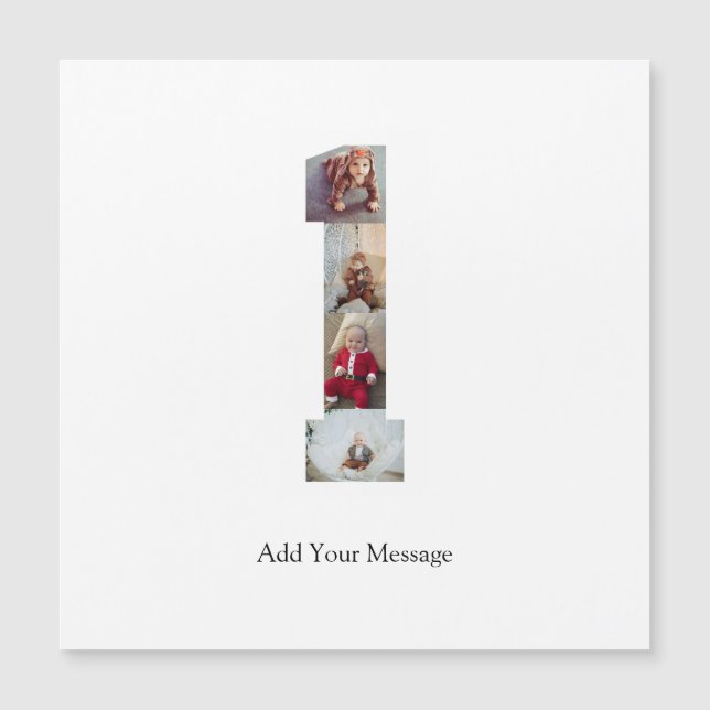 Schwarzweiß-Nummer 1 FotoCollage Magnetkarte (Vorderseite)