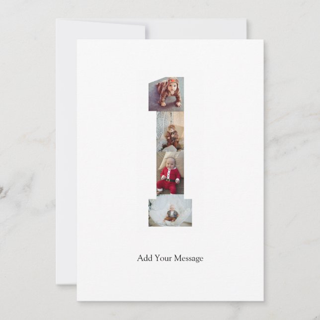 Schwarzweiß-Nummer 1 FotoCollage Mitteilungskarte (Vorderseite)