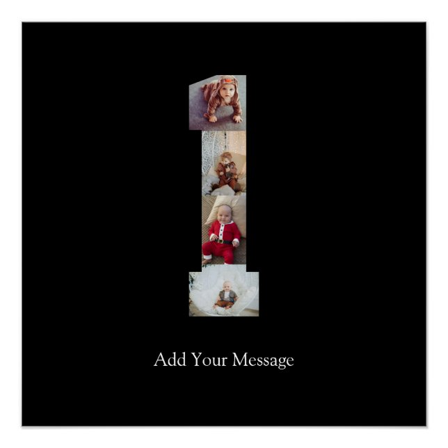 Schwarzweiß-Nummer 1 FotoCollage Poster (Vorderseite)