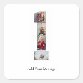 Schwarzweiß-Nummer 1 FotoCollage Quadratischer Aufkleber