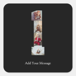 Schwarzweiß-Nummer 1 FotoCollage Quadratischer Aufkleber