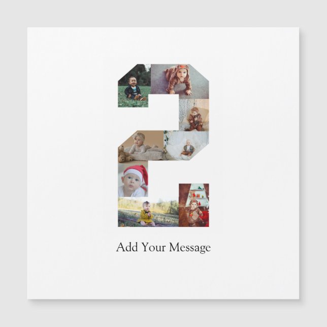 Schwarzweiß-Nummer 2 FotoCollage Magnetkarte (Vorderseite)