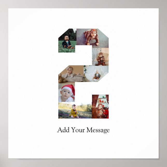 Schwarzweiß-Nummer 2 FotoCollage Poster (Vorne)