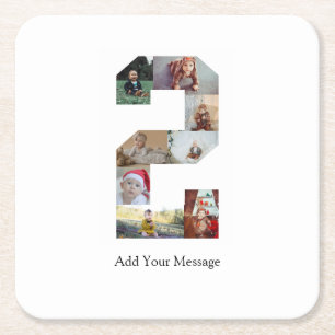 Schwarzweiß-Nummer 2 FotoCollage Rechteckiger Pappuntersetzer