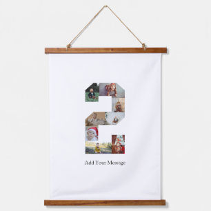 Schwarzweiß-Nummer 2 FotoCollage Wandteppich Mit Holzrahmen